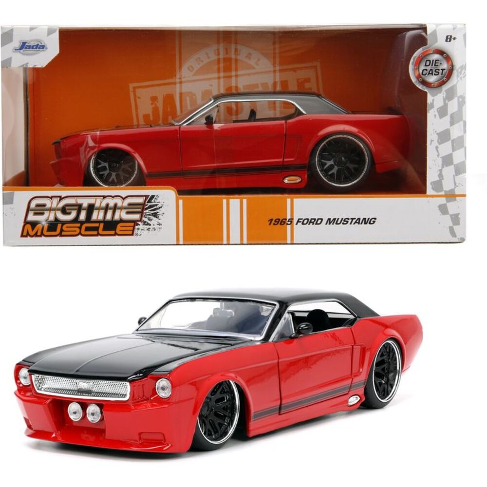 Big Time Muscle - 1:24 1965 Ford Mustang Red:Black Die-Cast Car COLLECTIBLES